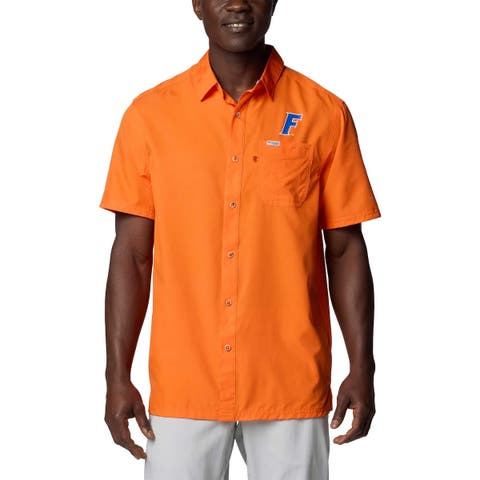 Men's Columbia Orange Florida Gators PFG Slack Tide™ Omni-Shade™ Button-Up Camp Shirt