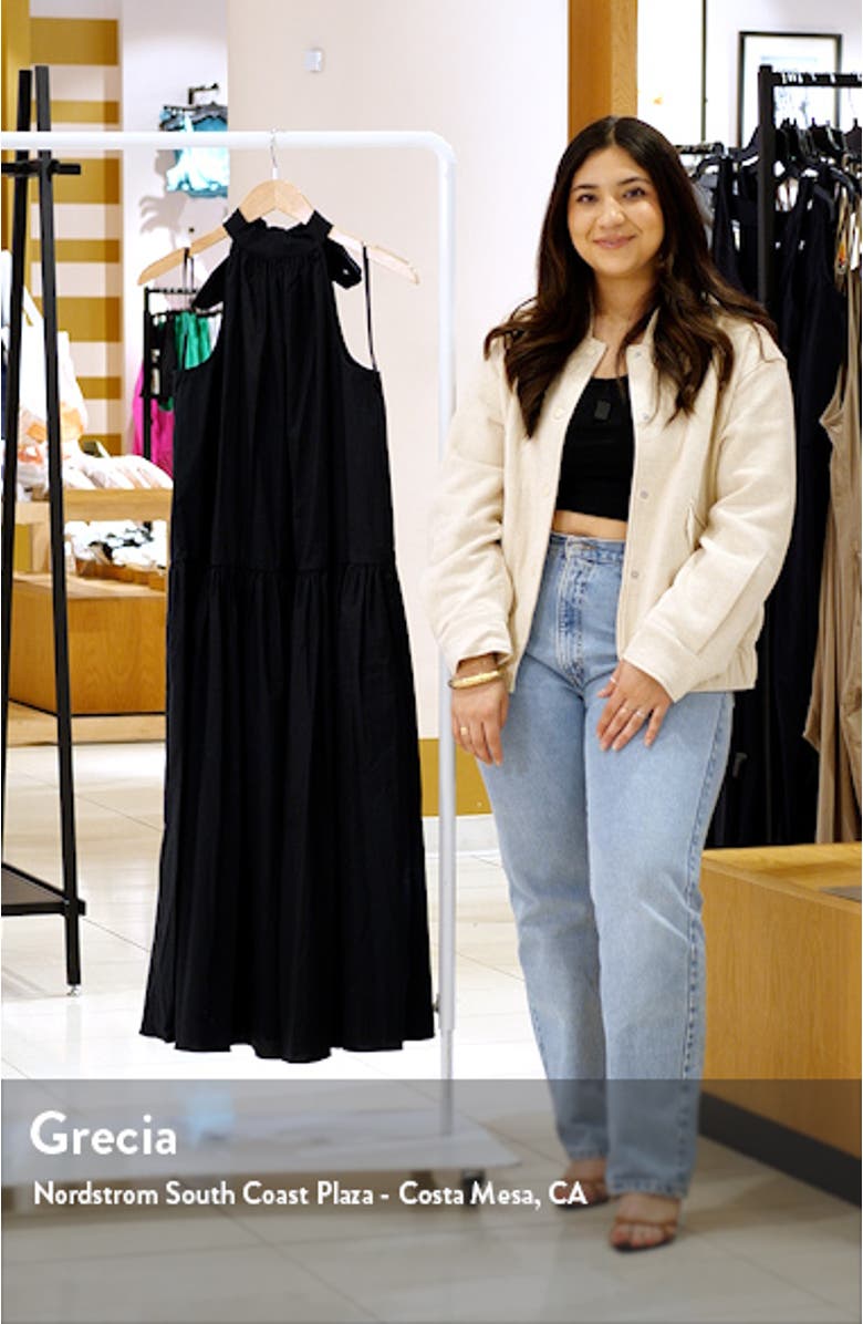 Stretch Cotton Halter Midi Dress, sales video thumbnail