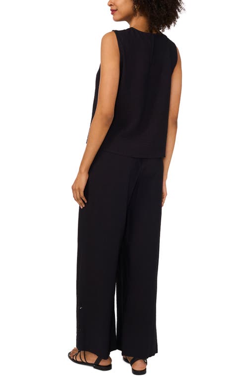 Shop Vince Camuto Lattice Inset High Waist Wide Leg Pants In Rich Black