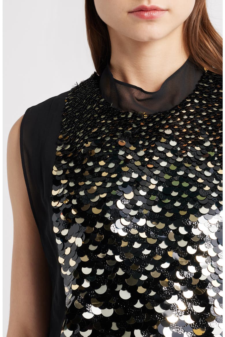 Baliette Sequin Sleeveless Chiffon Top, Alternate, color, BLACK