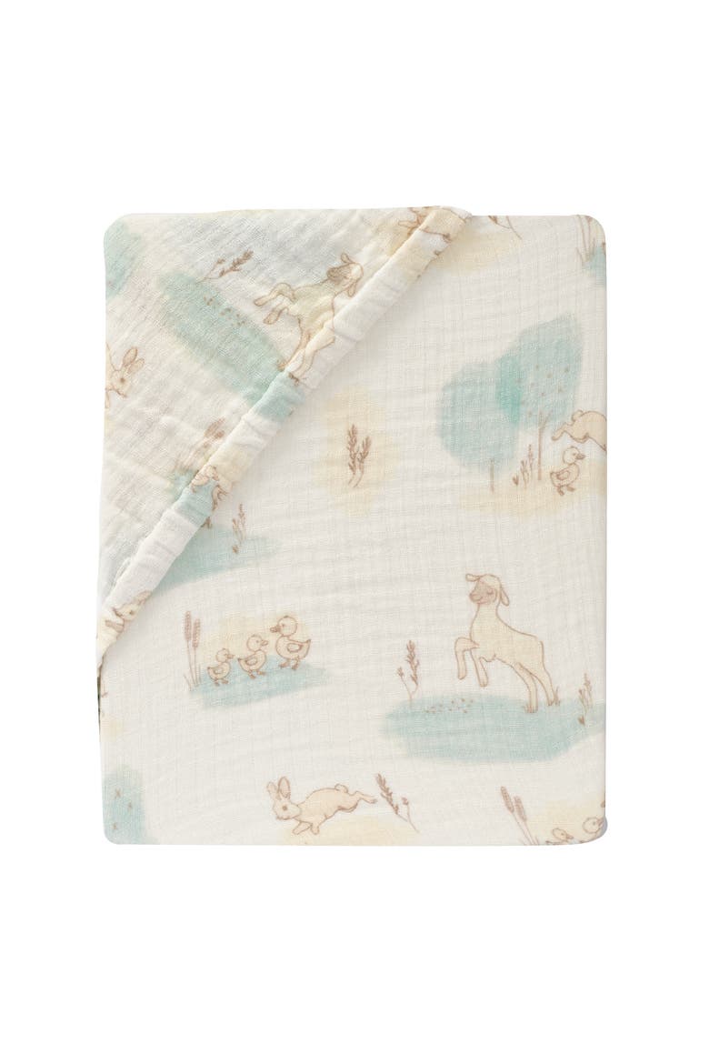 Signature Organic Cotton Muslin Meadow Baby Fitted Crib Sheet, Alternate, color, White