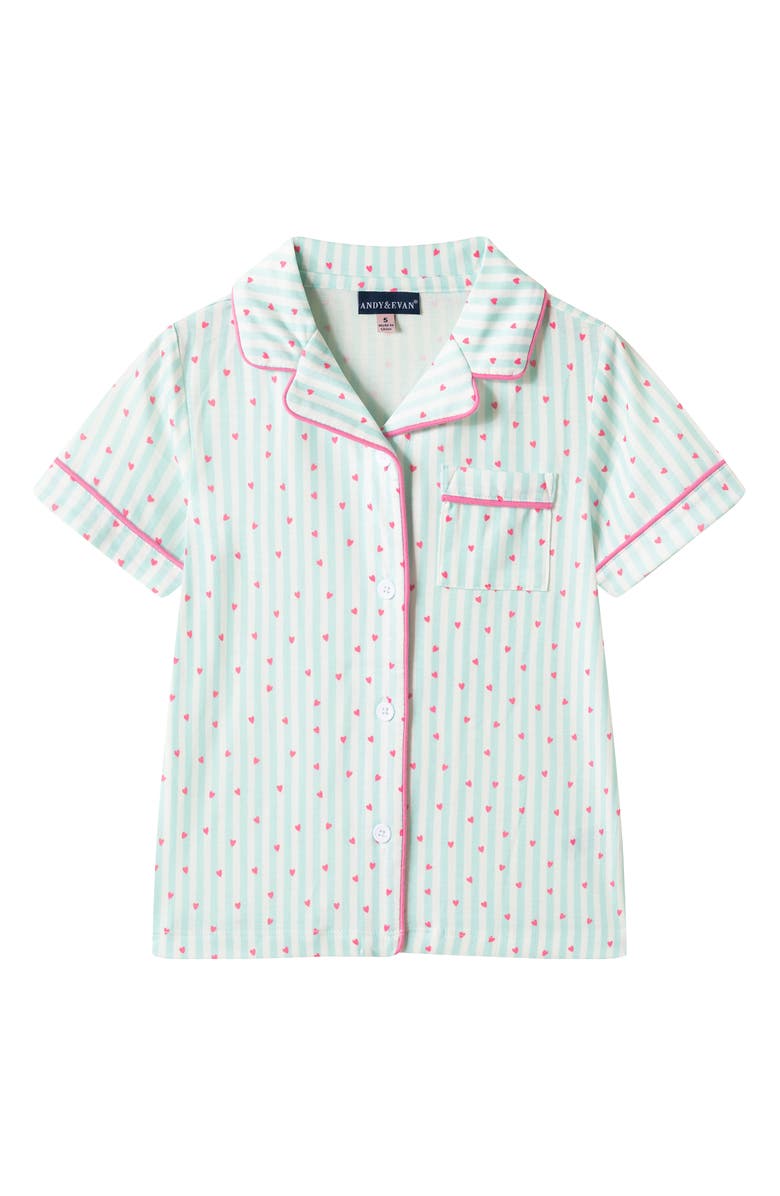 Andy & Evan Kids' Print Two-Piece Pajamas, Alternate, color, Light Green Heart