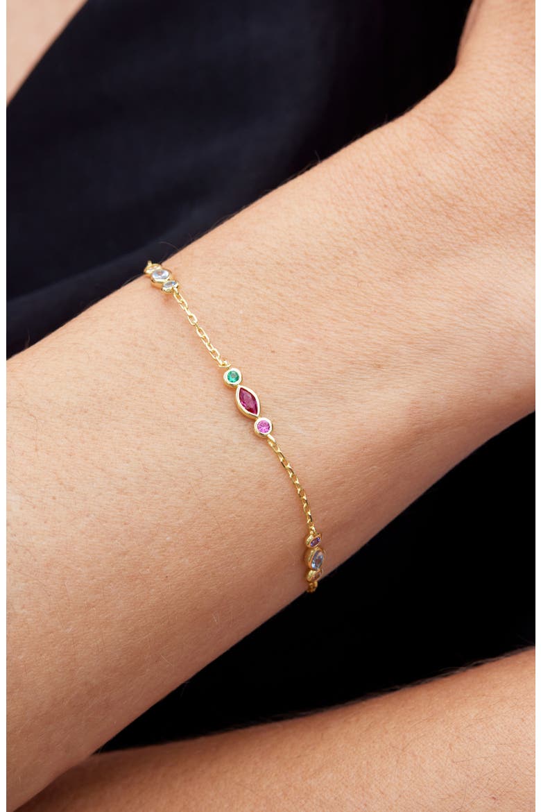 Cubic Zirconia Station Bracelet, Alternate, color, YELLOW