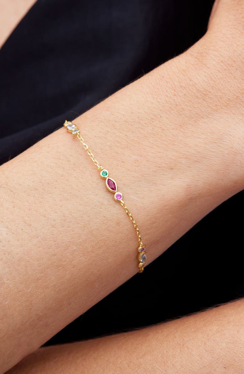 SAVVY CIE JEWELS Cubic Zirconia Station Bracelet, Alternate, color, Yellow