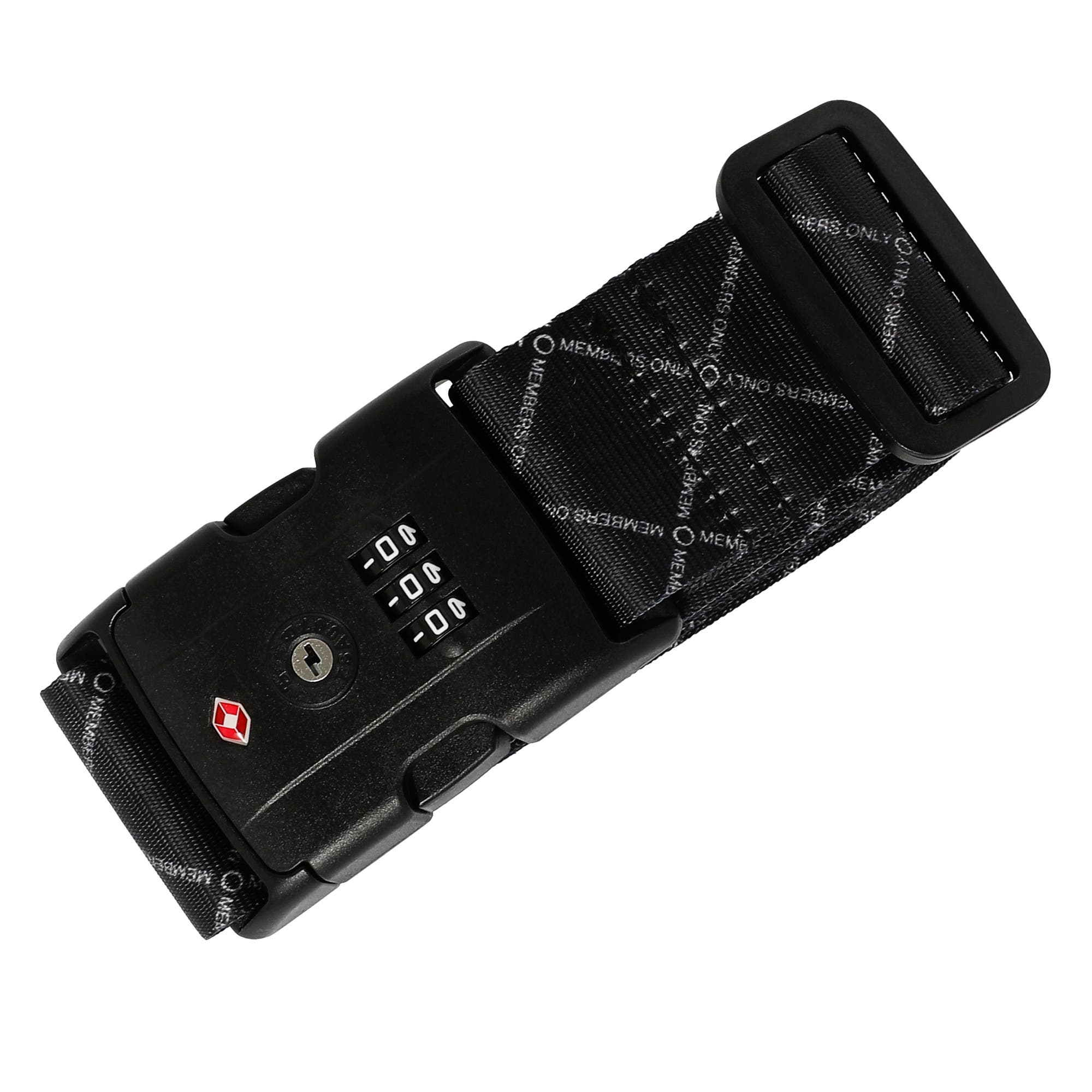 Members Only Adjustable Luggage Strap with Combination Lock, Alternate, color, Black