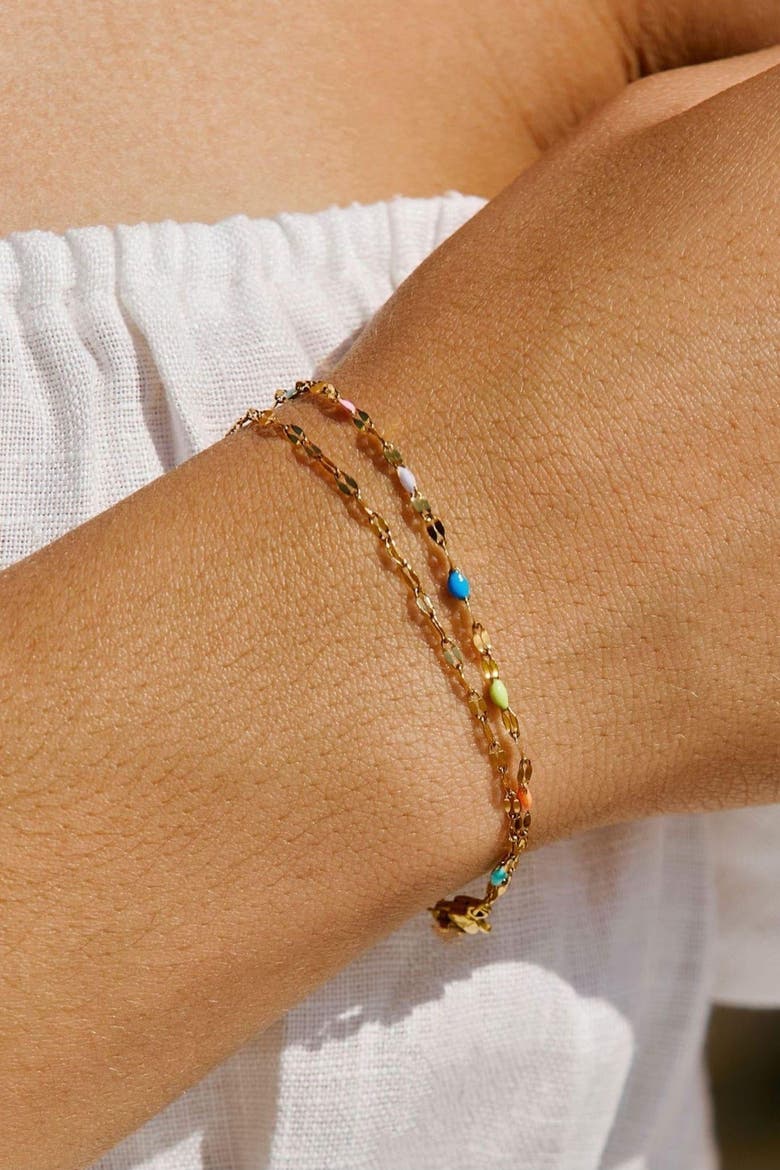 Rainbow Dainty Bracelet, Alternate, color, Gold