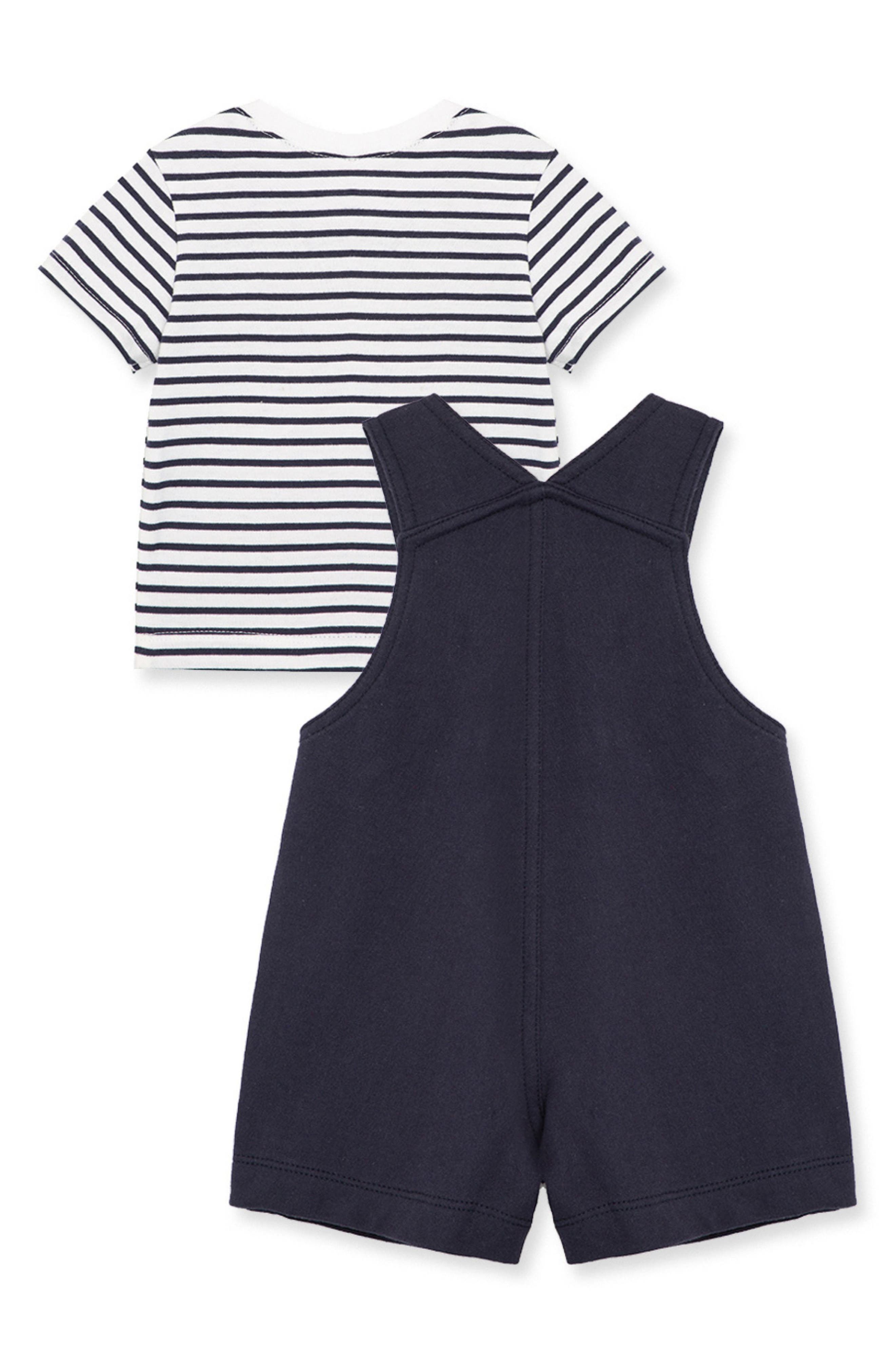 Little Me Stripe Cotton Tee & Sailboat Shortalls Set | Nordstromrack