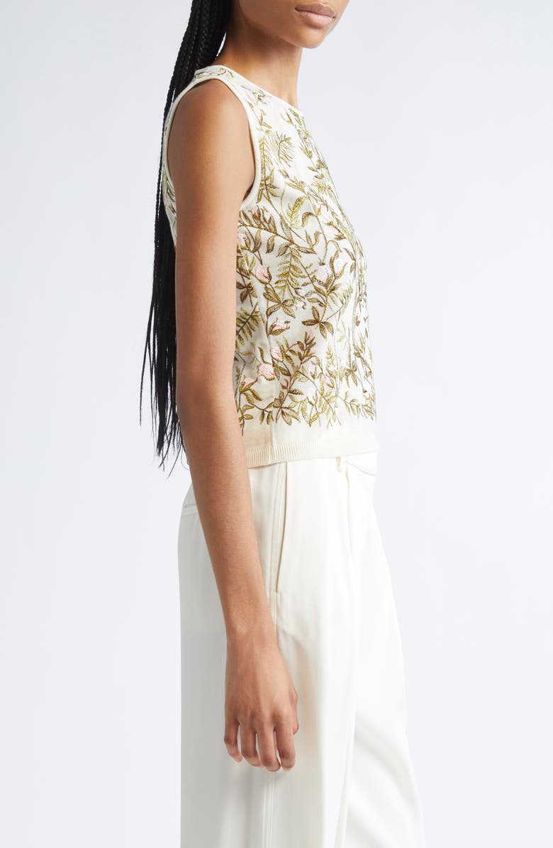 Giambattista Valli Embroidered Cashmere & Silk Sleeveless Sweater, Alternate, color, Ivory