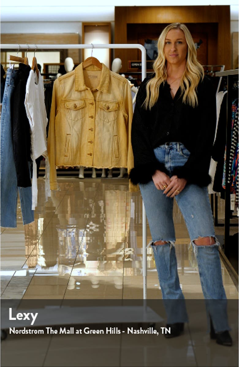 Kara Fray Hem Cotton Blend Trucker Jacket, sales video thumbnail