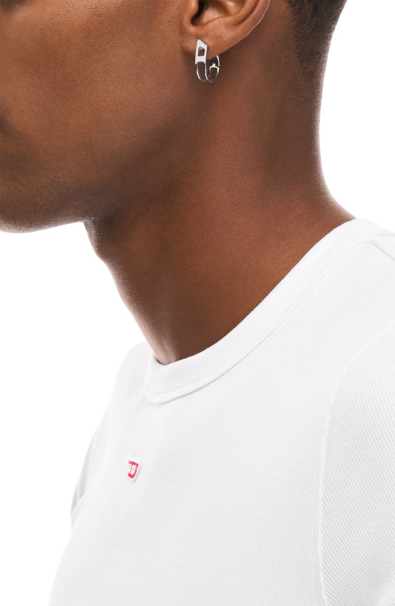 DIESEL<sup>®</sup> D Logo Single Hoop Earring, Alternate, color, Silver