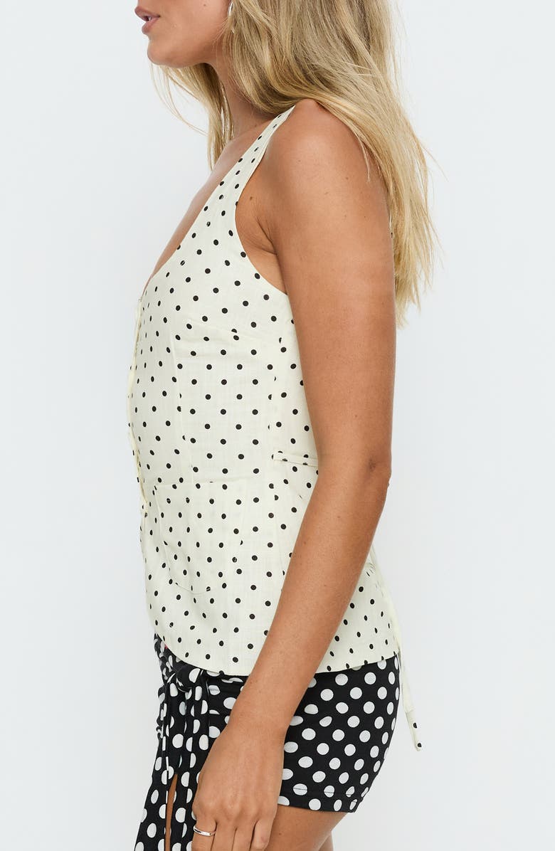Princess Polly Spirito Polka Dot Vest Top, Alternate, color, White Polka