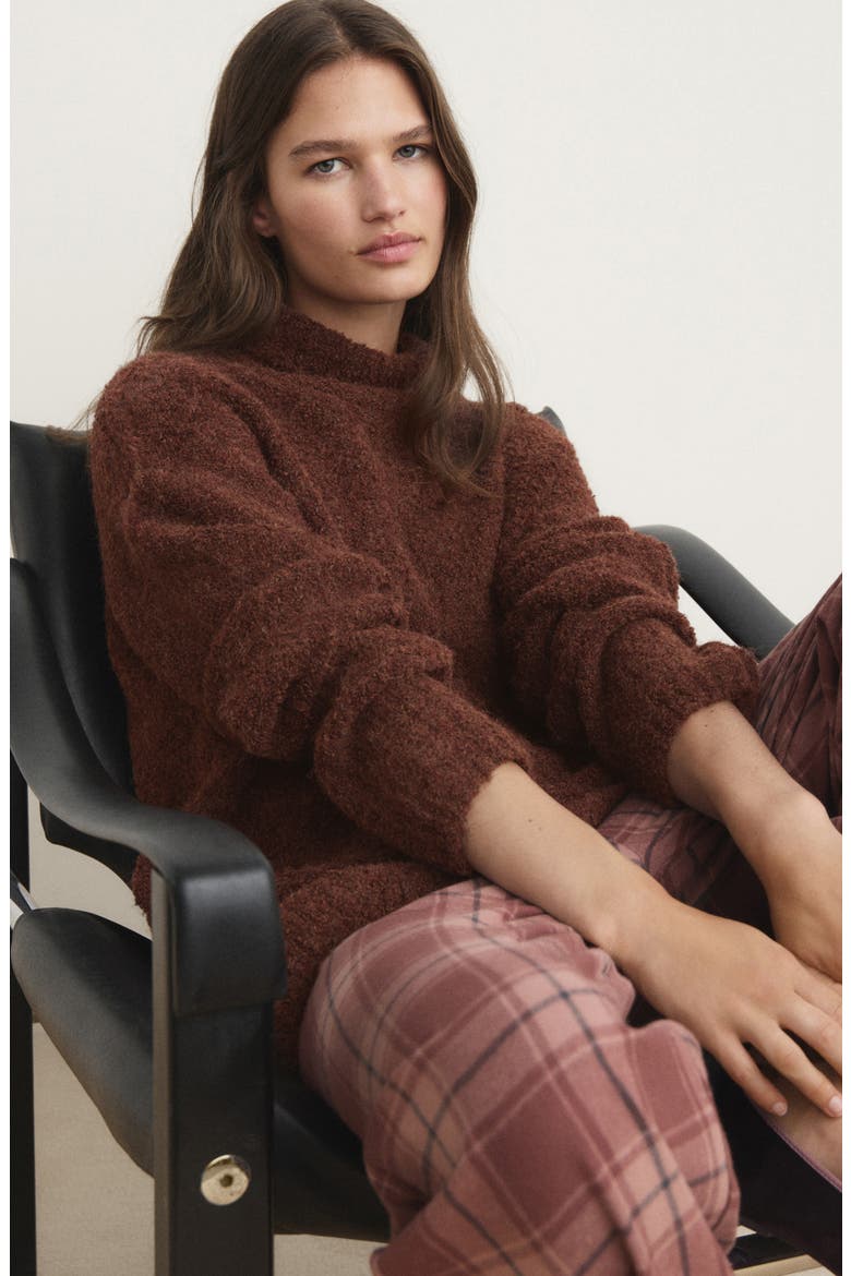Bouclé Turtleneck Sweater, Alternate, color, COGNAC