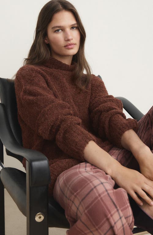 Mango Bouclé Turtleneck Sweater In Brown