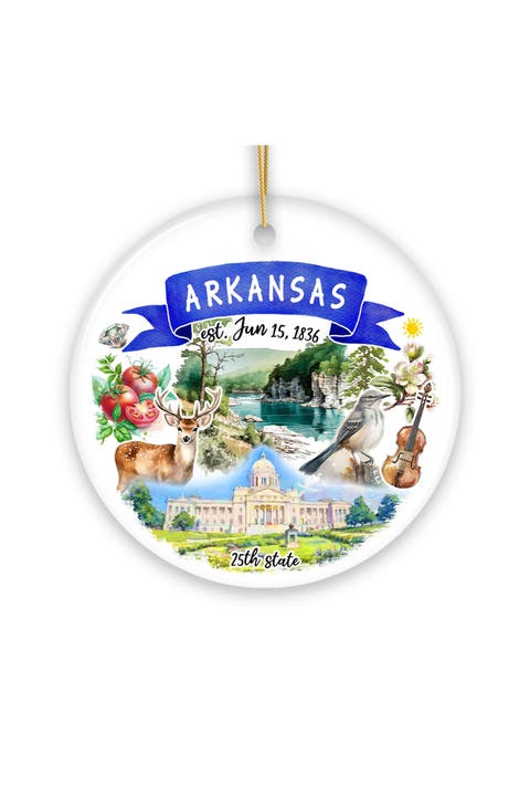 Arkansas Landmarks Watercolor Ornament - Version 2