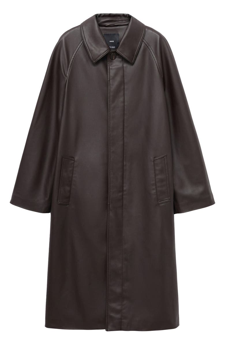 MANGO Faux Leather Coat, Main, color, Chocolate