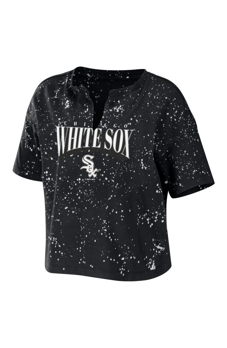 WEAR by Erin Andrews Women's WEAR by Erin Andrews Black Chicago White Sox Notch Neck Tie-Dye T-Shirt, Alternate, color,