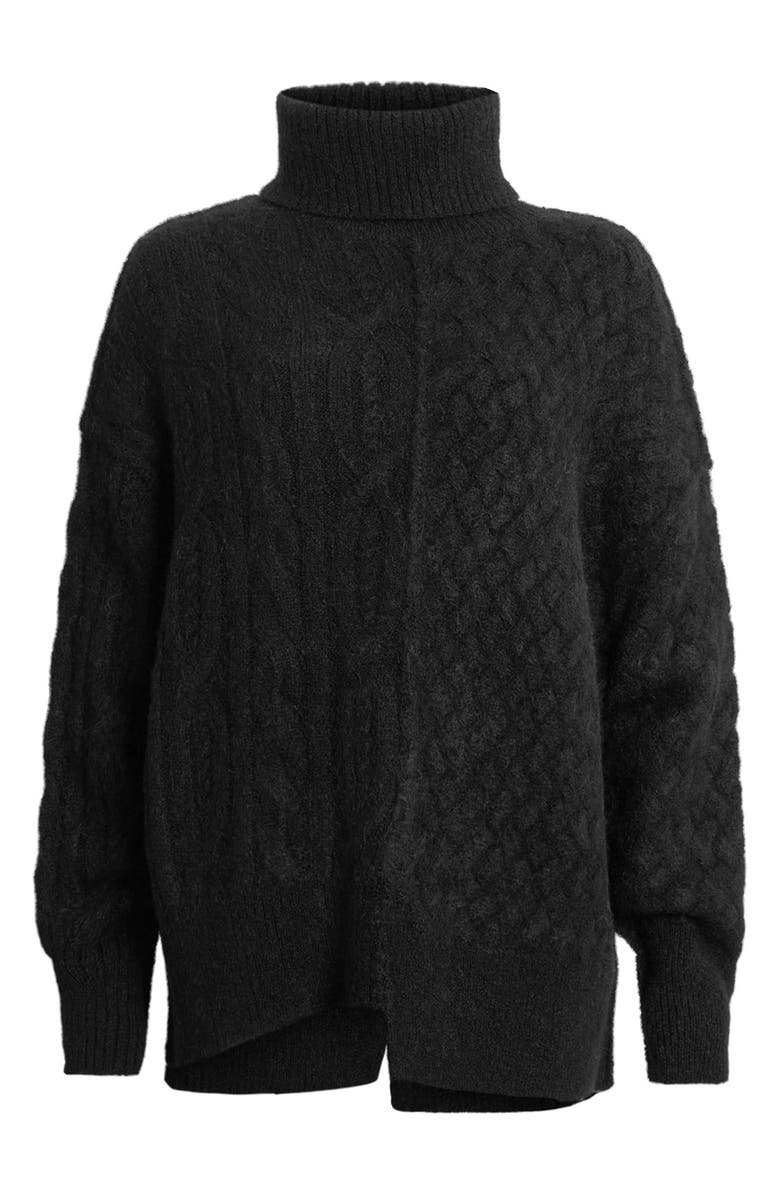 AllSaints Varla Turtleneck Cable Alpaca Blend Sweater, Alternate, color, Black