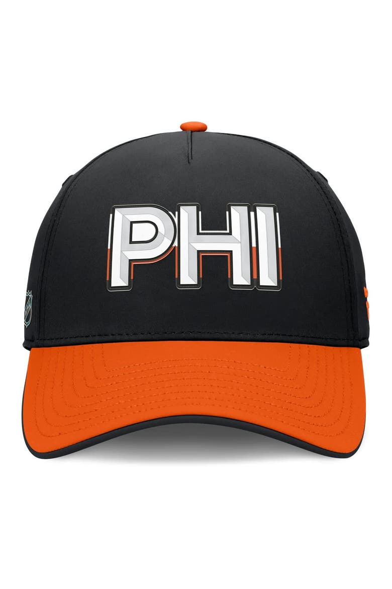 Men's Fanatics Black/Orange Philadelphia Flyers Authentic Pro Rink Team Code Flex Hat, Alternate, color, Black