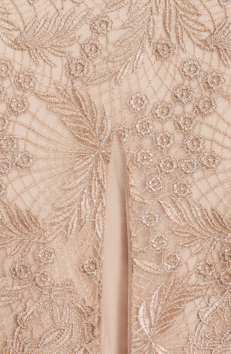 Adrianna Papell Metallic Embroidered Gown, Alternate, color, 