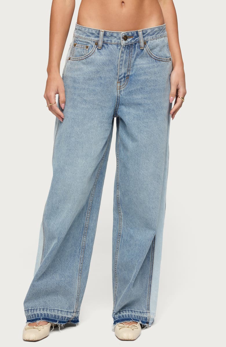 EDIKTED Cailin Contrast Stripe Wide Leg Pants, Main, color, Blue