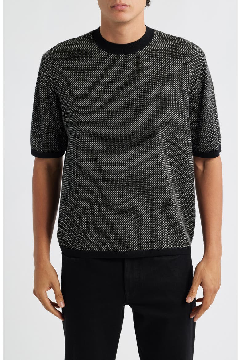 Short Sleeve Virgin Wool Sweater, Main, color, BLACK