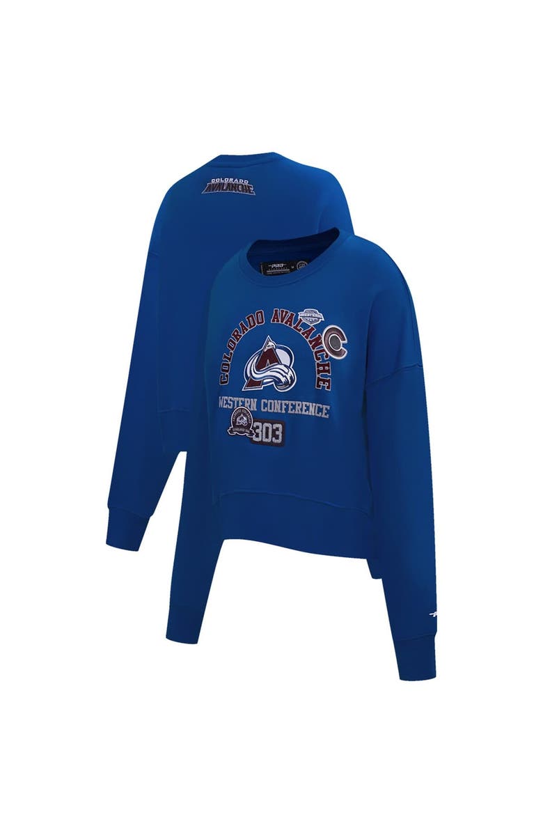 PRO STANDARD Women's Pro Standard  Blue Colorado Avalanche Area Code Cropped Pullover Sweatshirt, Main, color, Blue