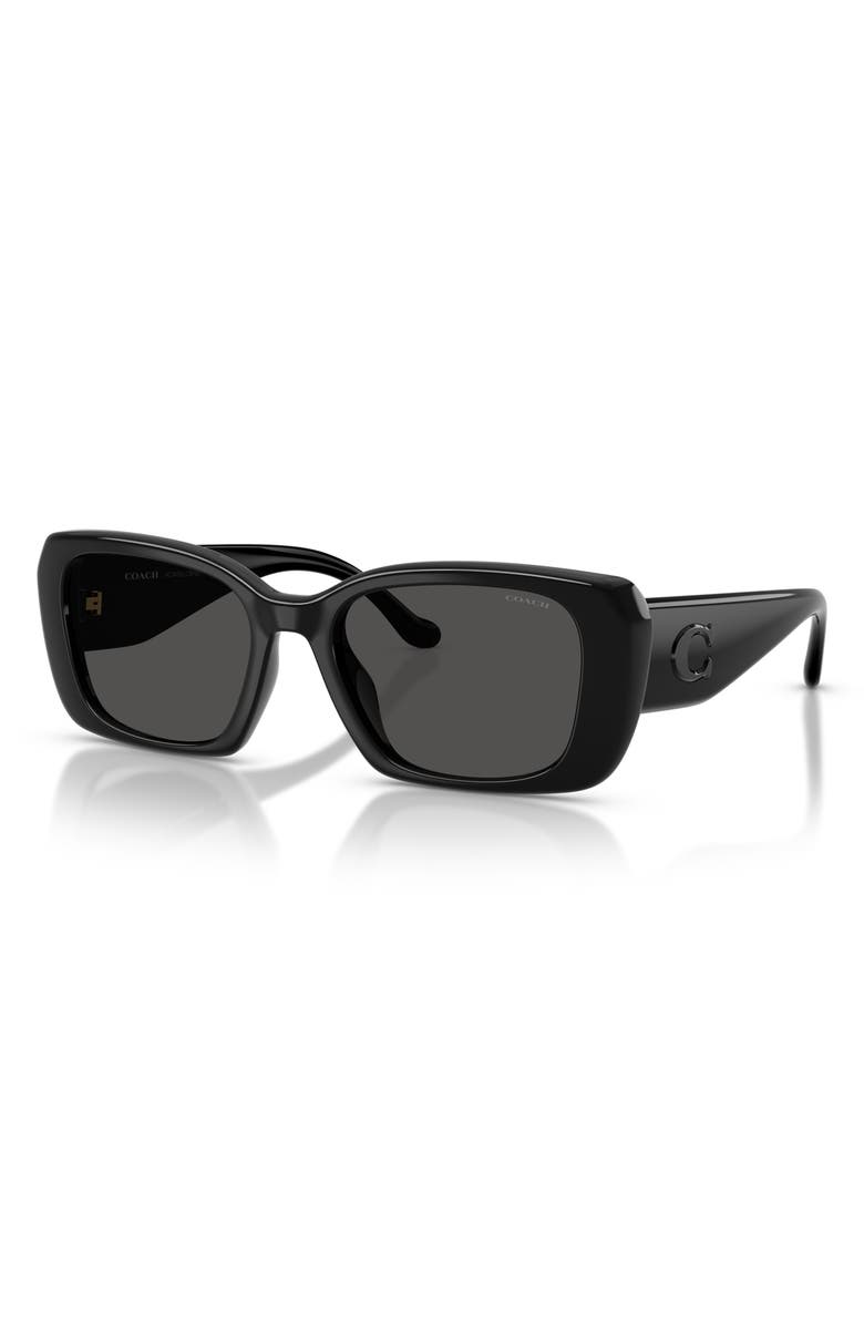 COACH 54mm Square Sunglasses, Alternate, color, Black / Grey Solid