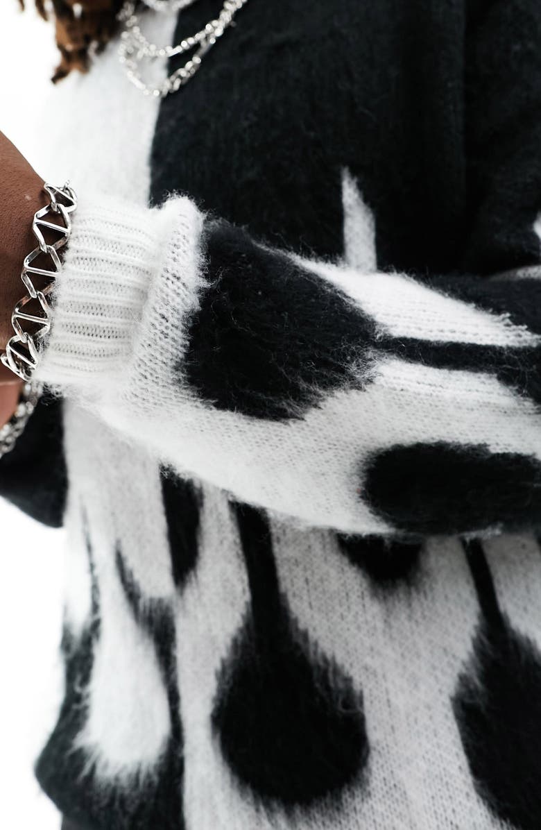 ASOS DESIGN Oversize Fluffy Two-Tone Flame Jacquard Sweater, Alternate, color, 