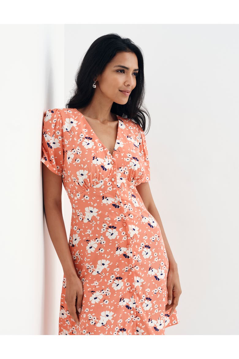 Orlagh Floral Short Dress, Alternate, color, Orange Floral