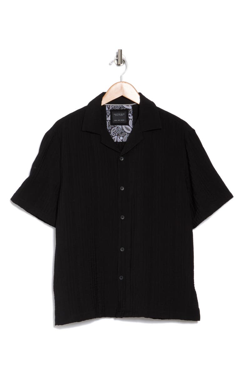 Cactus Man Relax Texture Short Sleeve Camp Shirt, Alternate, color, Black