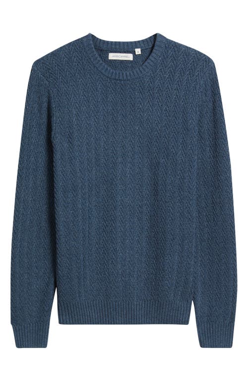 James Campbell Ayr Herringbone Stitch Cotton & Wool Blend Sweater In Blue