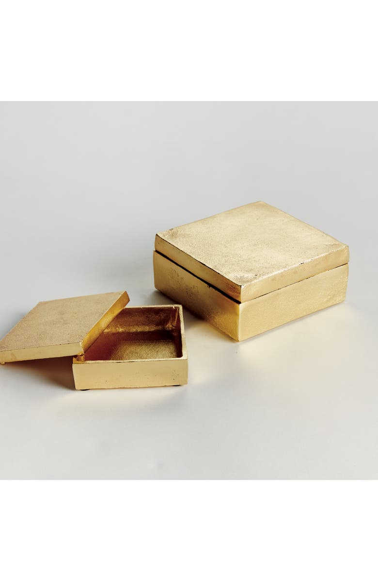 Napa Home & Garden Cressida Lidded Boxes, Set of 2 - Gold Aluminum Storage, Alternate, color, Gold