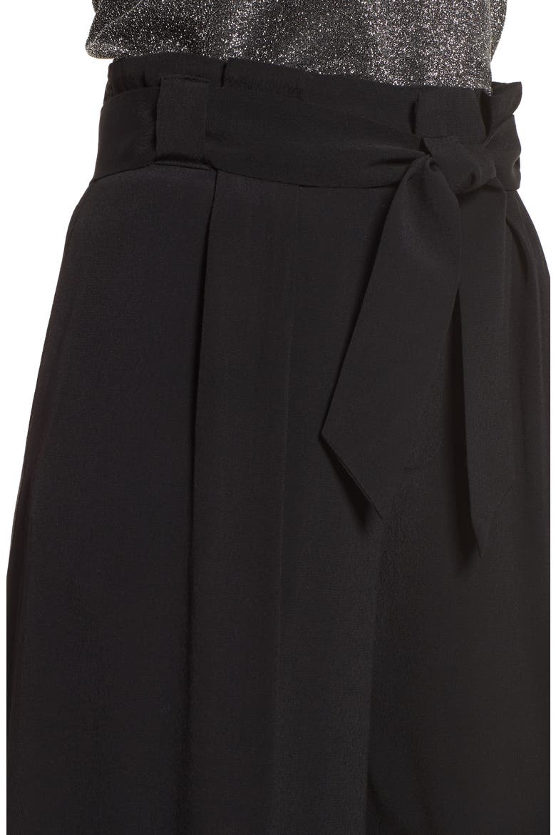 Paperbag Waist Culottes, Alternate, color, BLACK