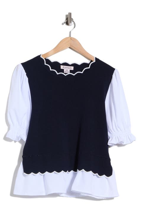 Scalloped Twofer Sweater