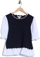 Nanette Lepore Scalloped Twofer Sweater