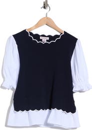 Nanette Lepore Scalloped Twofer Sweater