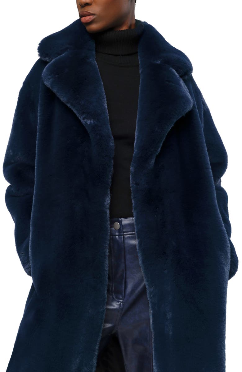 Apparis Steffi Long Recycled Polyester Pluche<sup>™</sup> Faux Fur Coat, Alternate, color, Ink