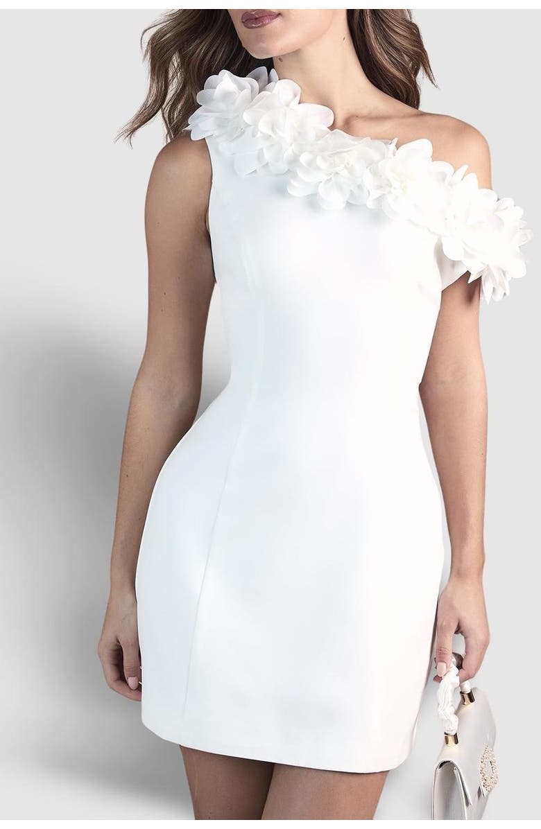 Coast Corsage Off Shoulder Mini Dress, Alternate, color, Ivory