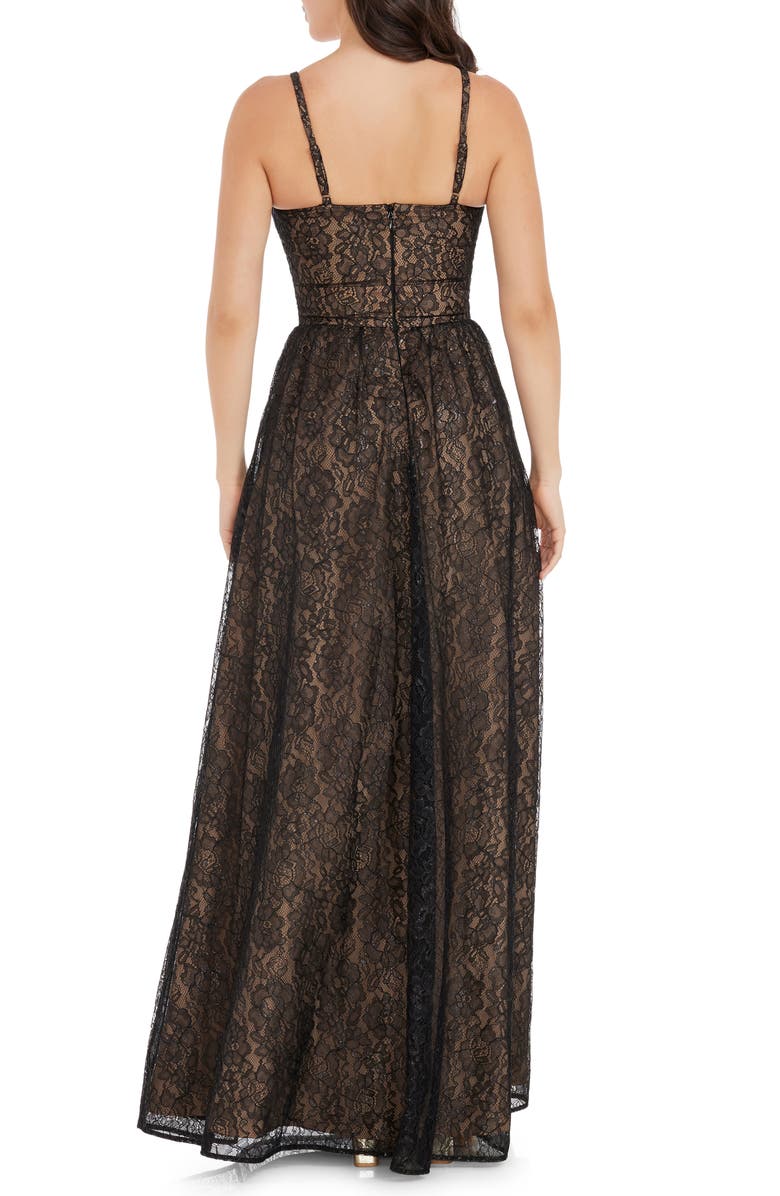 Dress the Population Danae Lace Gown, Alternate, color, Black- Beige
