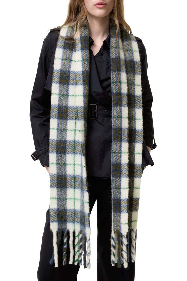 Narrow Check Scarf, Main, color, PEACOCK BLUE