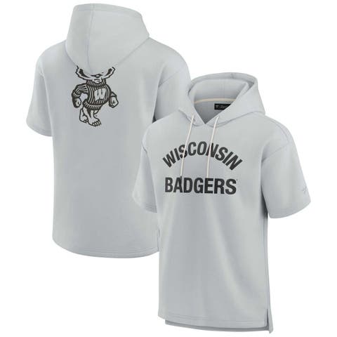 Unisex Fanatics Signature Gray Wisconsin Badgers Elements Super Soft Fleece Short Sleeve Pullover Hoodie