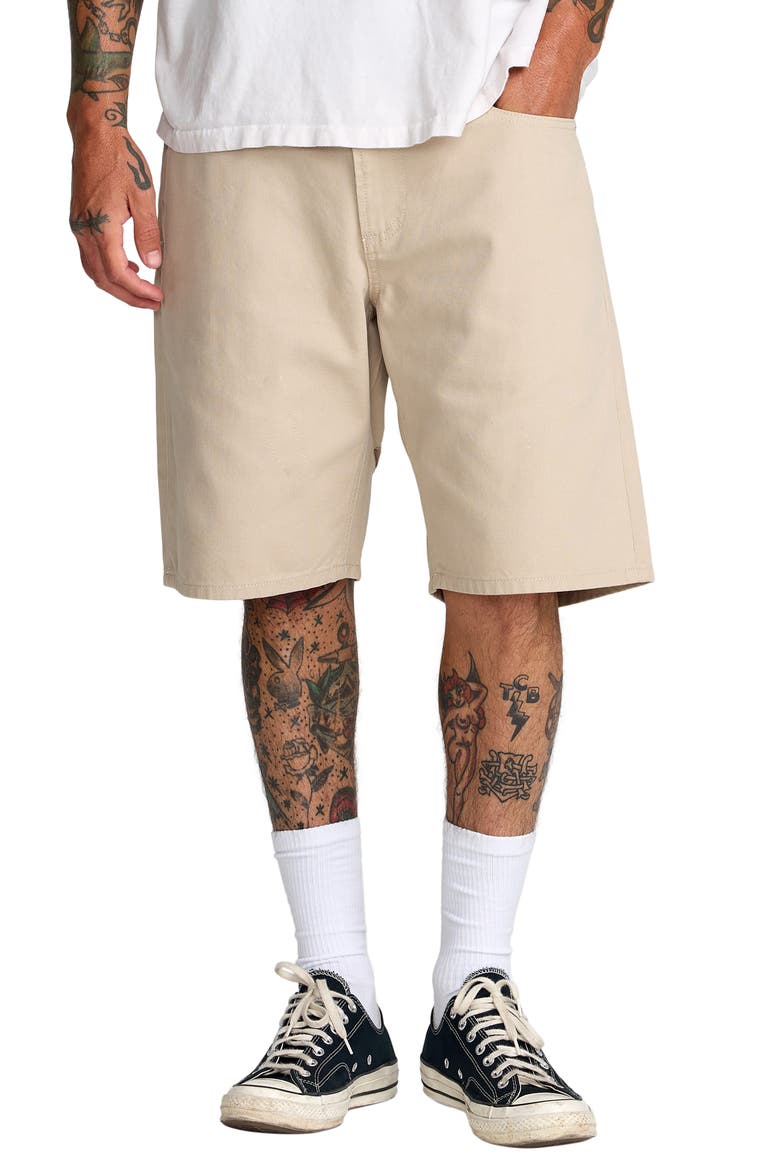 Dayshift Relaxed Fit Five-Pocket Shorts, Main, color, LIGHT KHAKI