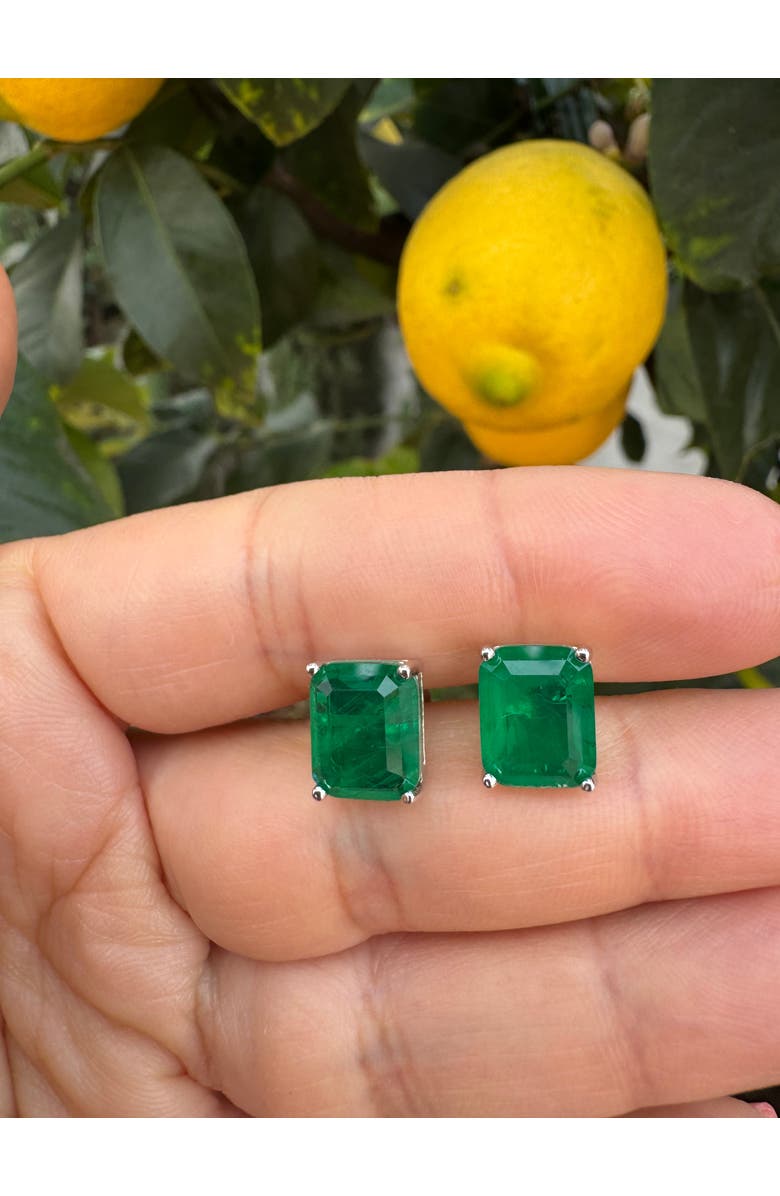 Gemma Azzurro Rectangular Emerald Stud Earrings, Alternate, color, Green