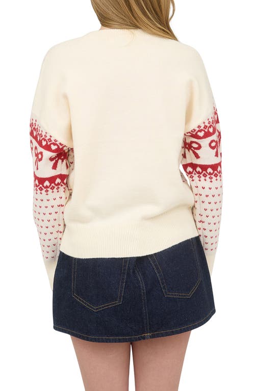 Blu Pepper Bow Crewneck Sweater In White