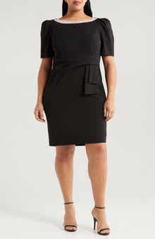 Embellished Crepe Sheath Dress