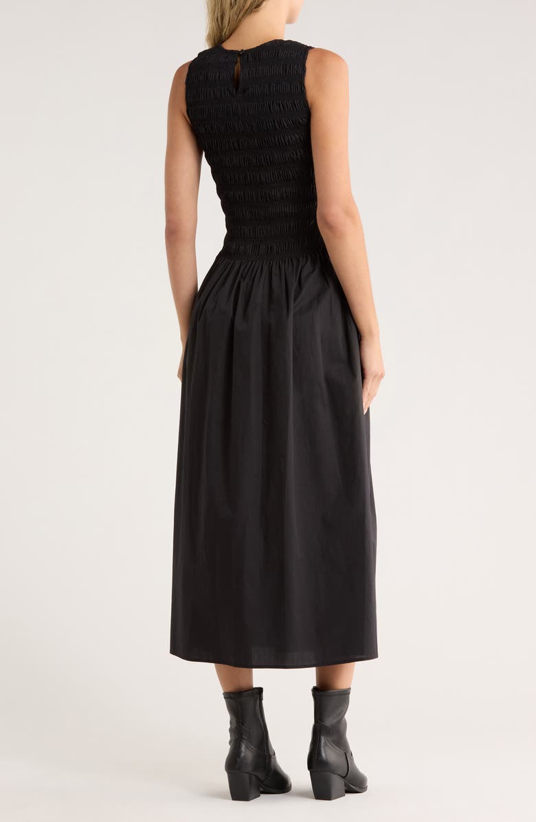 rag & bone Lane Sleeveless Smocked Cotton Maxi Dress, Alternate, color, Black