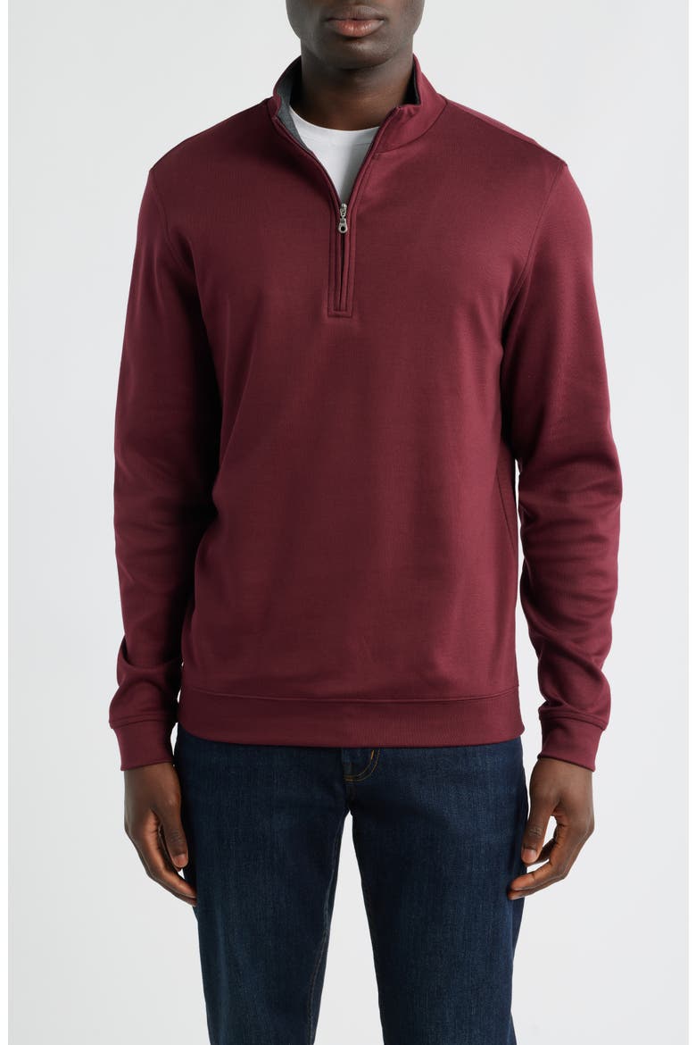 Pima Cotton Interlock Quarter Zip Pullover, Main, color, BURGUNDY