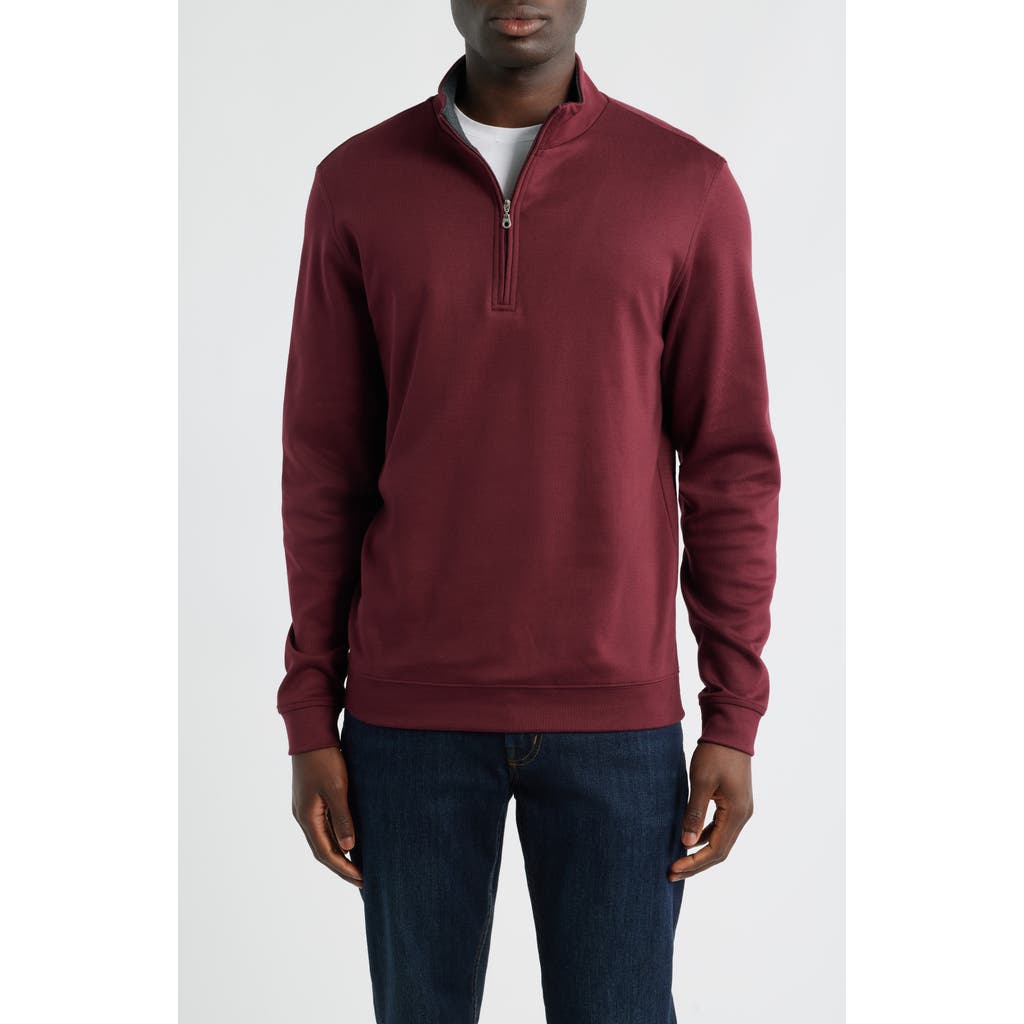 Scott Barber Pima Cotton Interlock Quarter Zip Pullover in Burgundy  product