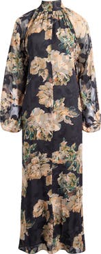 MELLODAY Botanical Tie-Neck Maxi Dress