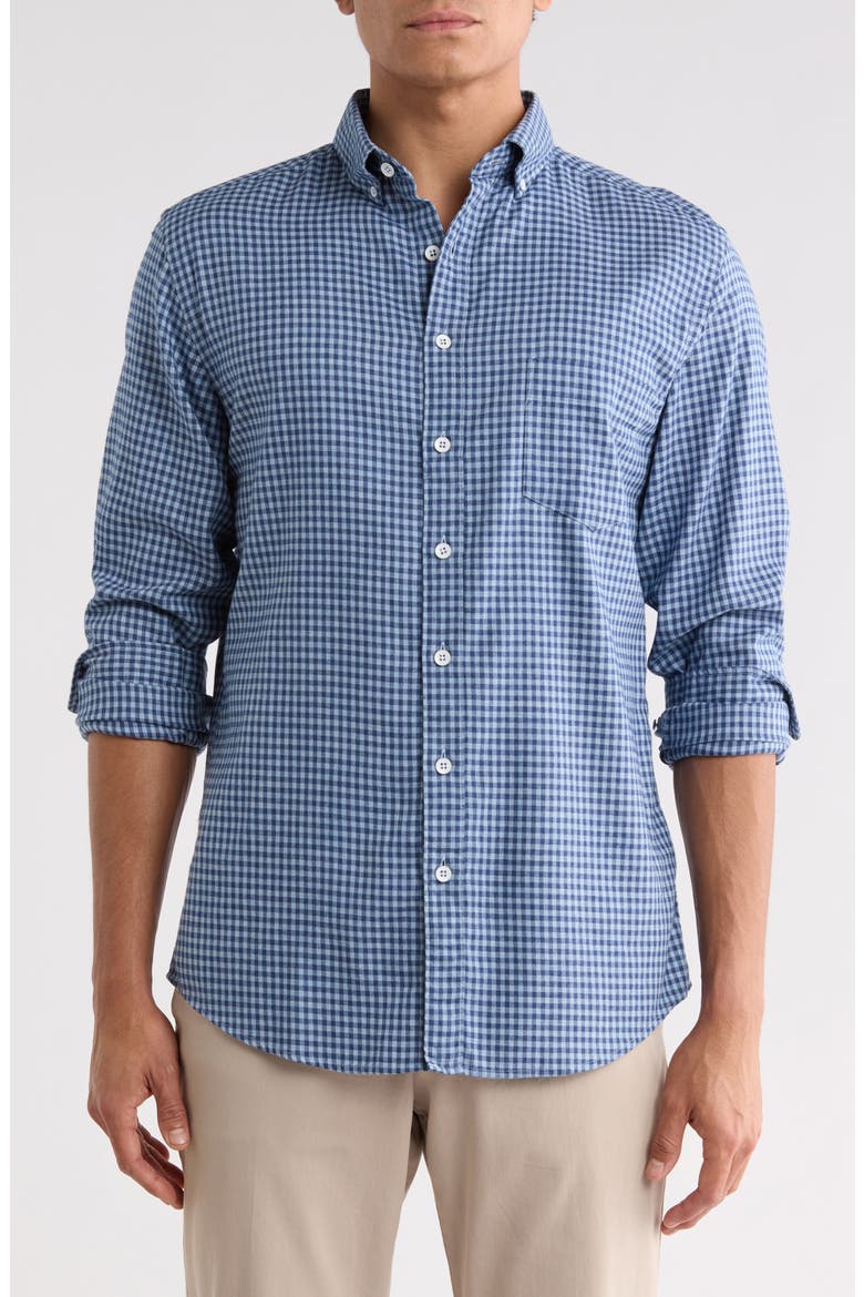 Check Twill Long Sleeve Button-Down Shirt, Main, color, INDIGO